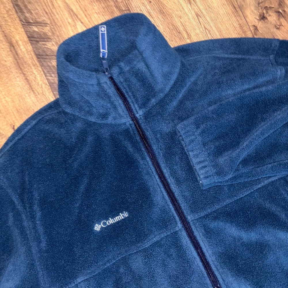 Columbia Sportswear Company Fleece Jacket Men's Large Blue Mock Neck Full Zip